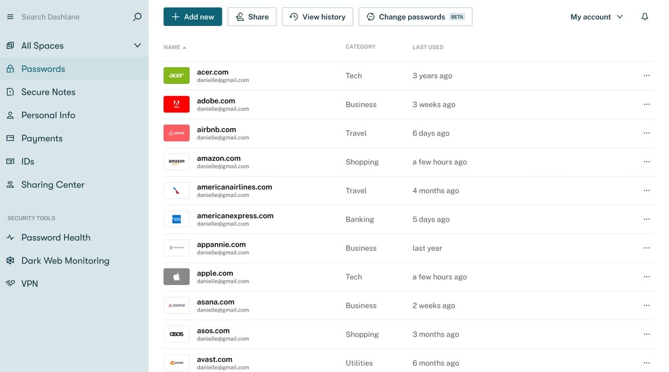 Dashlane password manager app
